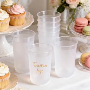 BPA FREE Disposable Custom Logo 380ml 500ml 700ml U Shape Frosted clear pp <b>Plastic</b> <b>Cups</b> Food Grade for Wedding Party - Product Image 4