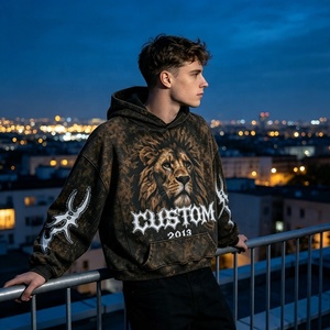 <span class=keywords><strong>Felpa</strong></span> Vintage da Uomo <span class=keywords><strong>con</strong></span> Stampa Digitale Grafica <span class=keywords><strong>Leone</strong></span> e Applicazione sulle Maniche per Streetwear Personalizzato, Vendita all'Ingrosso - Product Image 6