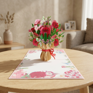 Handmade 3D Pop Up Flower Bouquet Greeting Card Laser Cut Paper Craft for <b>Valentine</b> Day Mother's Day Gift - Product Image 4