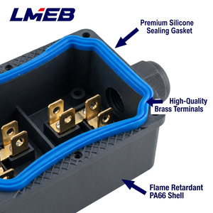 Caja de Conexiones Eléctrica Impermeable IP68 de 2 Vías, 2 Pines/3 Pines, 450V 32A, Multi-Puerto, LMEB CE ROHS OEM/ODM para Panel Solar - Product Image 3