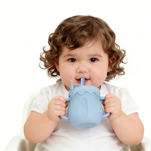 Cangkir Susu Bayi dengan Sedotan, Ramah Lingkungan, Silikon Bebas BPA, Anti Bocor, Dapat Digunakan Kembali, Cangkir Latihan Klasik untuk Bayi 6+ - Product Image 5