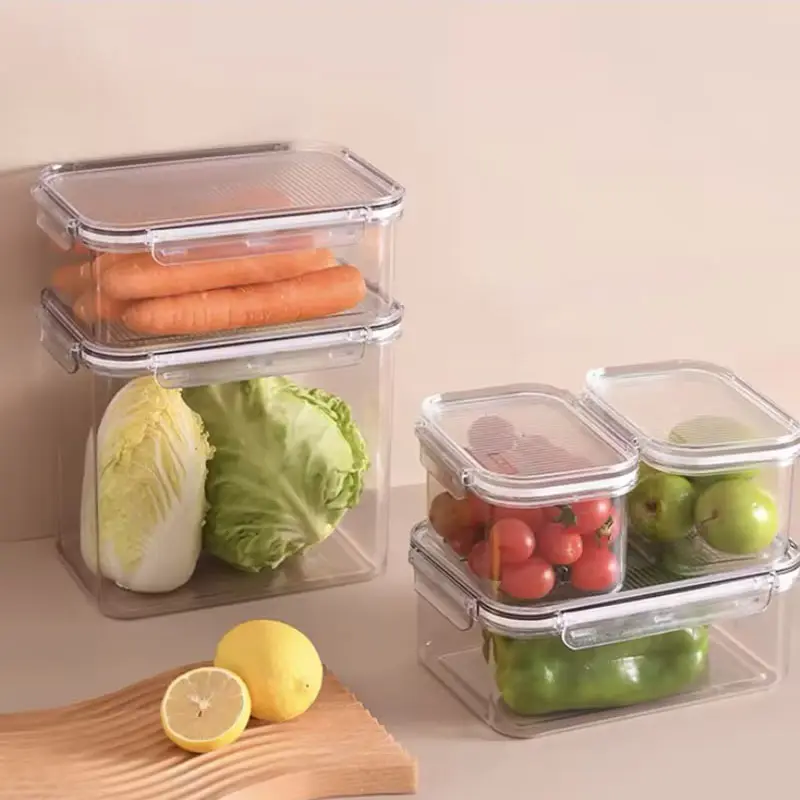 Ownswing ที่จัดระเบียบในตู้เย็นถังขยะพลาสติกใสสำหรับจัดเก็บอาหาร