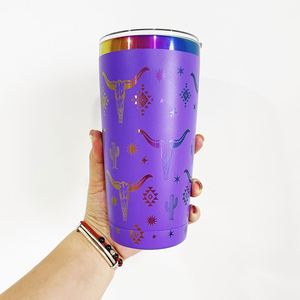 Custom Logo20oz Vacuum <b>Insulated</b> Holographic Colorful rainbow Plated Car Tumbler for Sunflower Laser Engraving - Product Image 4