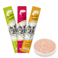 Friandises pour animaux de compagnie : Barres de viande humide pour chat, pâte de viande 15g * 5 sachets, OEM/Personnalisé, biologique, riche en protéines, crevettes, snacks aquatiques pour chat, nourriture pour chat en gros