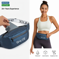 Sac banane de sport en PU imperméable grande capacité, prêt à être expédié, avec logo personnalisé, pour la course, la gym, le fitness et l'entraînement en extérieur