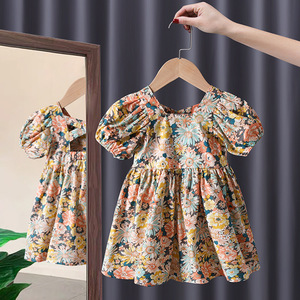 Child Star Circle Girls Summer Dress Cap Sleeve Cotton Breathable Princess Style Childrens Clothing 2025 New Design - Product Image 1