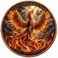 Pièce commémorative en cuivre 99,9 % de 1 once, avec Phénix mythique en relief 3D qui surgit des flammes, colorée, médaillon en relief élevé, pour décoration et cadeau