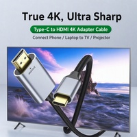 Câble adaptateur Type-C vers HDMI 4K pour projection d'écran de téléphone portable et d'ordinateur, câble HD Type-C vers HDMI
