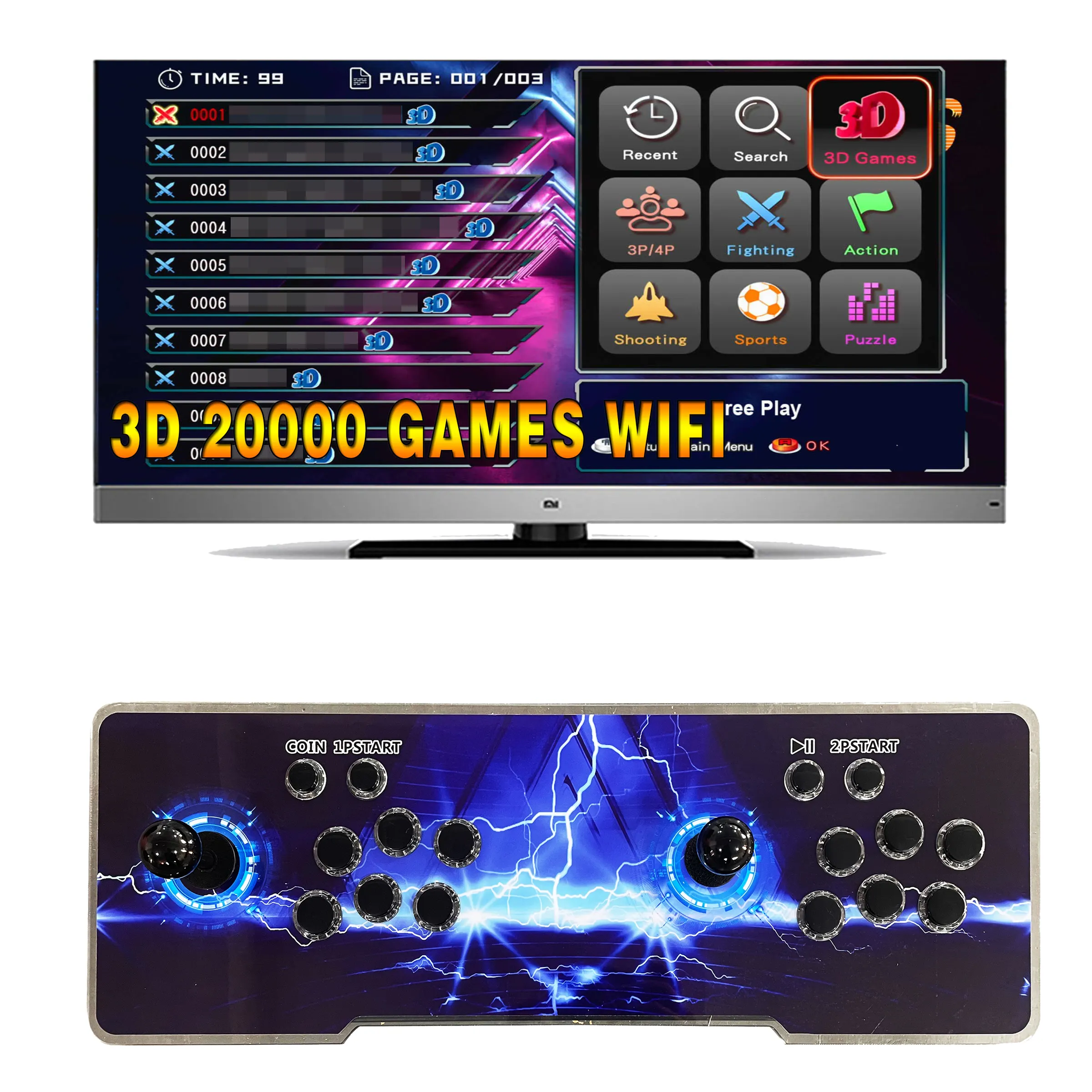 Groothandel Hd 3d Arcade Game Box 20000 In 1 Wifi Thuis Game Console 2-4 Speler Console Video Game Console