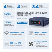 Mini PC Beelink MINI S12 Pro Intel N100 de Bajo Consumo para Oficina, Win 11, 4C/4T, WiFi 6, BT5.2, 1000M, Compatible con SSD/HDD/SO-DIMM Expandible