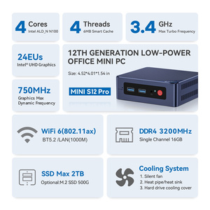 Mini PC de bureau Beelink MINI S12 <span class=keywords><strong>Pro</strong></span> Intel N100 basse consommation, Win 11, 4C/4T, WiFi 6, BT5.2, 1000M, prise en charge de l'extension SSD/HDD/SO-DIMM - Product Image 3