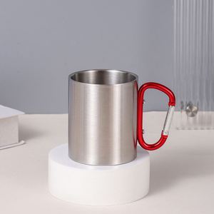 Custom Logo 300ml Stainless Steel Camping Mug with Foldable Carabiner Handle Portable Outdoor <b>Travel</b> <b>Cup</b> Wholesale - Product Image 4