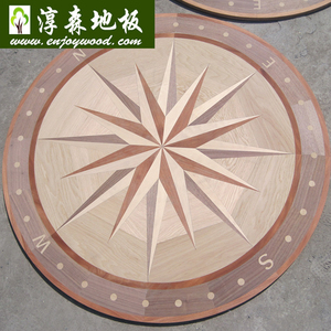 Parquet en bois massif avec motif de <span class=keywords><strong>rose</strong></span> <span class=keywords><strong>des</strong></span> <span class=keywords><strong>vents</strong></span>, design en bois incrusté, marqueterie en bois - Product Image 1
