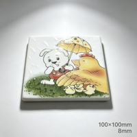 Carrelage mural en céramique 100x100mm, motif poules et poussins, imprimé à la main, en relief, pour chambre d'enfant
