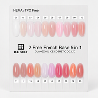 ICE NOVA 2-Free French Base 5-en-1 Sans HEMA Sans TPO Gel Tout-en-un pour le Renforcement de la Base, la Construction et l'Extension des Ongles