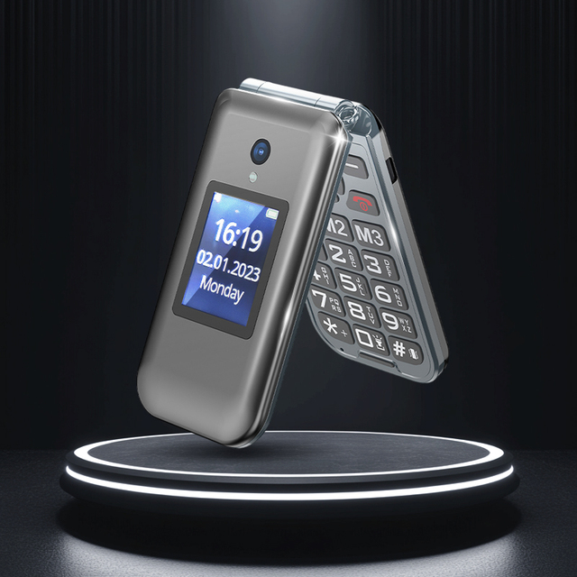 Factory Stock Seniors' Smart GSM Phone LTE Cellular Dual Card French Operating Language Sos Artfone with Flip Design for Elderly