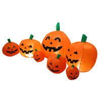 Décoration de jardin gonflable d'Halloween : Ensemble de citrouilles souriantes connectées avec éclairage LED, 2,3 m de long, pour une présentation festive