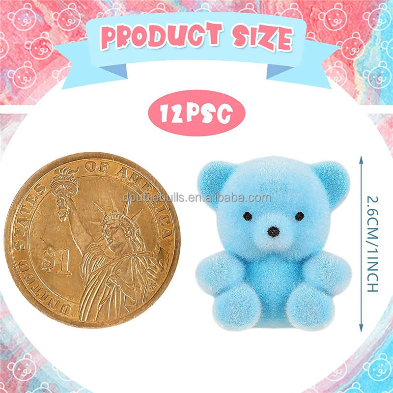 Miniature Flocked Plush Mini Bears Stuffed Bear Decorations for Birthday  Cake Wedding Decorations