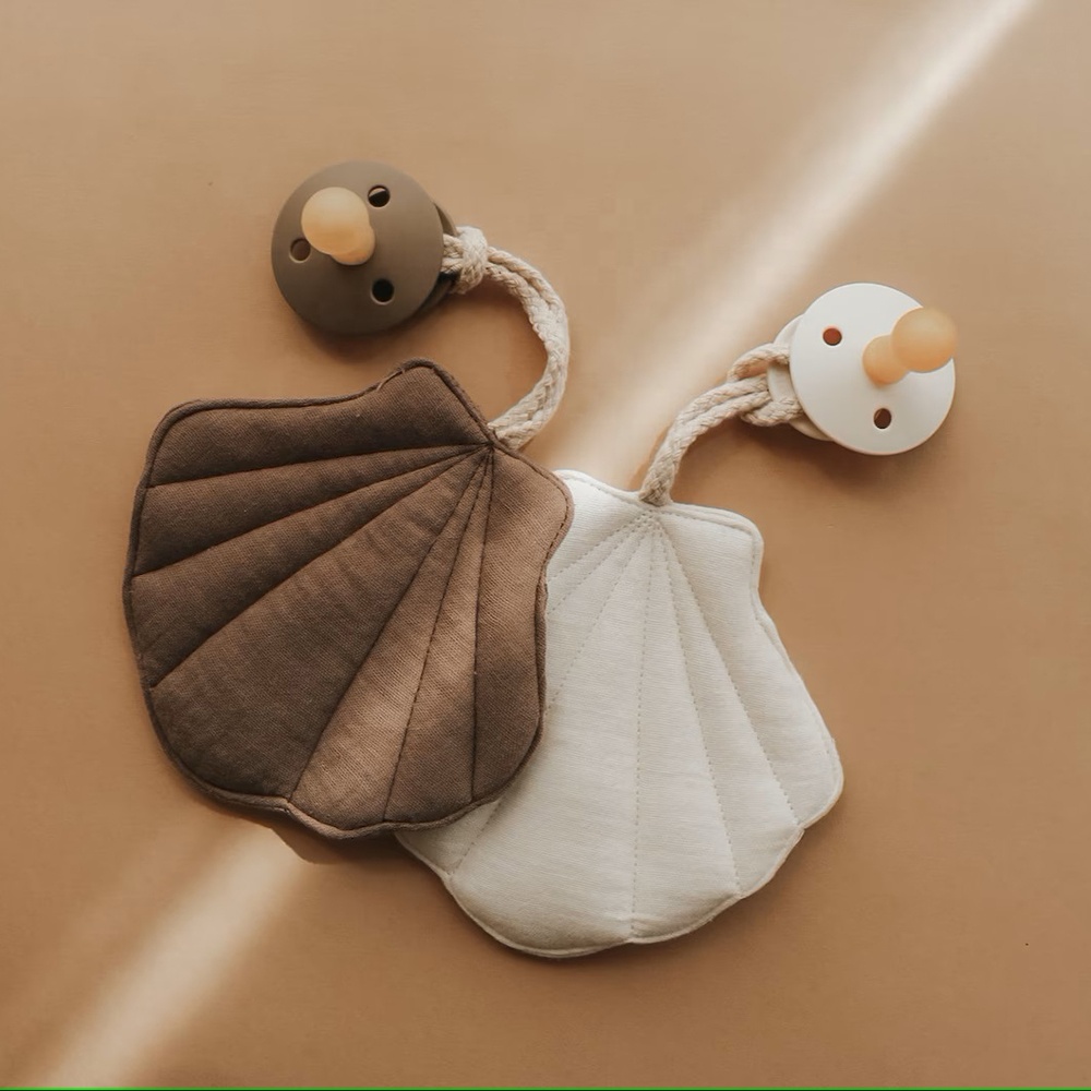 Индивидуальный держатель для соски из органического муслина и хлопка, нейтральный подарок для душа