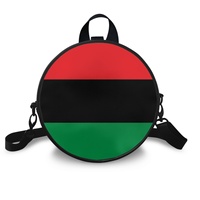 Sac à bandoulière circulaire imperméable en PU avec imprimé drapeau panafricain, fermeture éclair, sac à dos décontracté à double usage pour femmes