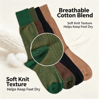 Chaussettes mi-mollet côtelées verticales pour hommes, en mélange de coton respirant, pour tenue décontractée ou habillée, personnalisables OEM