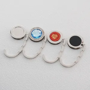 Metal Zinc Alloy Material In Standard Size Handbag Hanger Table Bag Hook Hanger Acrylic Stone In The Middle