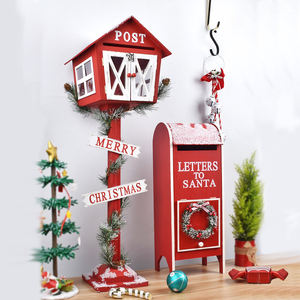 Adornos navideños Buzón de madera Buzón <span class=keywords><strong>Adorno</strong></span> de <span class=keywords><strong>farola</strong></span> <span class=keywords><strong>Adorno</strong></span> de decoración navideña - Product Image 4