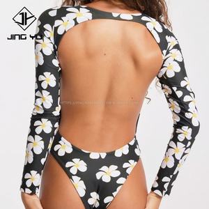 Oem Professional Swimwear Beachwear <b>Long</b> <b>Sleeved</b> One Piece Bodysuit Swim Wear One Piece Thong <b>Swimsuit</b> Womens One Piece Bikini - Product Image 2