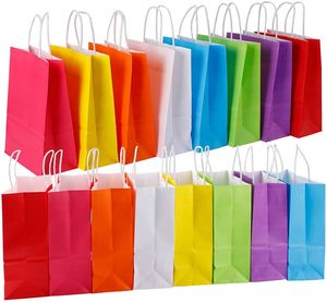 Manufacturer 8 Colors <b>Rainbow</b> Kraft Goodie <b>Bags</b> Bulk Paper Gift <b>Bags</b> with Handles for Kids Birthday - Product Image 1