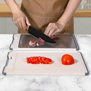 Planche à découper double face en acier inoxydable avec aiguiseur de couteaux – Gadget très demandé - Product Image 2