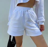 Sommer 2021 Frauen Kleidung Individuelles Logo Blank Weiß Baumwolle Französisch Terry Sweat-shorts Frauen Sport Shorts