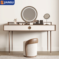Coiffeuse en bois de style moderne avec miroir intelligent et 6 tiroirs spacieux pour la chambre à coucher, table de toilette
