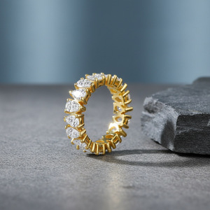 Bague d'éternité en moissanite pavée en forme de poire, en argent S925, empilable, pour cadeau d'anniversaire de mariage - Product Image 6