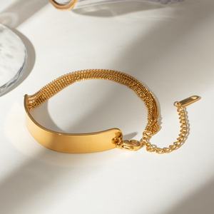 20248K Fashion Gold Plated Stainless Steel Arc Jewelry Geometric Bend Brand <b>Bracelet</b> Manufacturer - Product Image 3