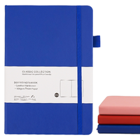 Journal de bureau A5 personnalisé en gros avec couverture en cuir cahier à cordes élastiques en PU avec reliure à coudre doublée lignée en pointillés pour les étudiants