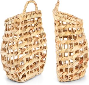 Ecoka Wholesale Rattan Rectangle Rustic Eco-Friendly Hanging <b>Basket</b> with Handle Multi-Purpose <b>Storage</b> for <b>Wall</b> Decor - Product Image 1