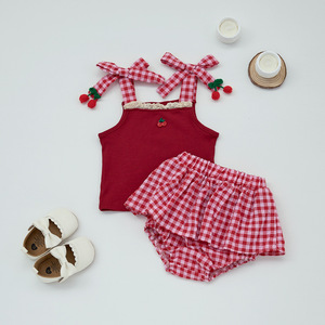 Conjunto de <span class=keywords><strong>Ropa</strong></span> de Verano para Bebés Niñas Angou, Mono Informal de Algodón con Cierre de Botones, Pantalones Triangulares Lisos para Niños, <span class=keywords><strong>Ropa</strong></span> Dulce para Bebés - Product Image 6