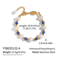 Bracelet Rétro en Pierre Naturelle et Acier Inoxydable avec Perles, Idéal pour les Sorties Décontractées du Week-end, Bijou de Poignet Superposable pour Femme, Cadeau