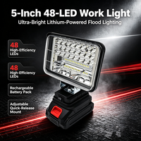 Lampe de travail portable sans fil à batterie lithium 48 LED haute luminosité 5 pouces pour chantier et situations d'urgence