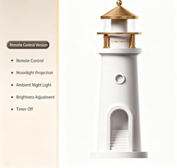 Lampe de table transfrontalière à détection corporelle, avec projection de phare et lune, lumière d'ambiance nocturne et haut-parleur intégré, pour décoration
