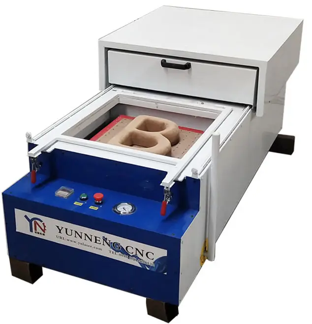Máquina de termoformado al vacío de plástico de escritorio para mascotas barata, máquina formadora de vacío para letreros, máquina para hacer moldes, 12kw para PVC PP