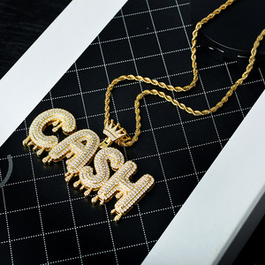 Collane da Uomo <span class=keywords><strong>con</strong></span> Ciondoli a Catena Placcati Oro e <span class=keywords><strong>Argento</strong></span>, Stile Hip Hop, <span class=keywords><strong>con</strong></span> Zirconi, Personalizzabili <span class=keywords><strong>con</strong></span> Lettere a Bolla, Nomi e Alfabeti, Effetto Iced Out - Product Image 6