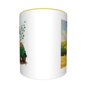 Taza de Cerámica AB Sides con Diseño de Paisaje Campestre, Asa y Cuerpo Amarillos, Impresión Sublimada, Vajilla para el Hogar - Product Image 2
