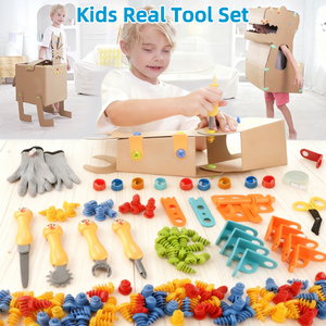 Kit de Simulação de Reparação Educacional para Crianças, Brinquedo de Montagem com Parafusos, Furadeira, Chave de Fenda, Conjunto de Porcas, Blocos de Construção em Caixa de Papelão Plástico - Product Image 1