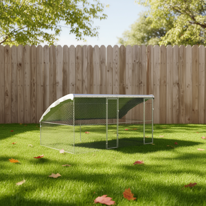 Jaula para Perros Plateada de Acero Galvanizado, 13.12 x 6.56 x 6.56 Pies, Resistente para Exteriores - Product Image 2