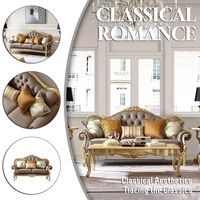 Ensemble de canapés sectionnels en cuir véritable de style français, design Royal House Villa, éponge haute densité, structure en bois, luxueux pour hôtel