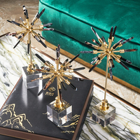Sculpture de luxe en métal en forme d'étoile, art abstrait moderne, base en cristal transparent, décoration pour la maison, le bureau, le hall d'hôtel, usine OEM ODM