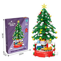 Kit de construction de train à manivelle rotatif pour arbre de Noël, 516 pièces, avec base, cadeaux créatifs de Noël, décoration de fête