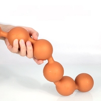 3 Perles Anales en Silicone Liquide Jaune, Design Sphérique, Base à Ventouse Puissante, Long Plug Anal, 100% Étanche, Jouets Sexuels