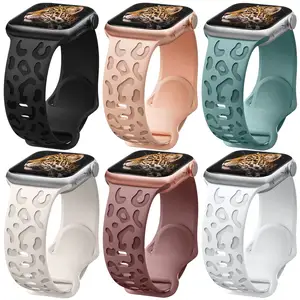 Eraysun Sport Leopard eingravierte wasserdichte Armbänder luxus individuell verstellbares Silikon i-Watch Armband 9/8/7/SE/6 für Apple Watch Armband